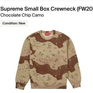 トップス supreme Small Box Crewneck camo L Supreme Small Box Crewneck (FW20) Chocolate Chip Camo Men's - FW20